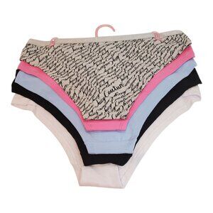 JUICY COUTURE 5-Pack Cotton Spandex Panties Underwear Pink Black White SZ L